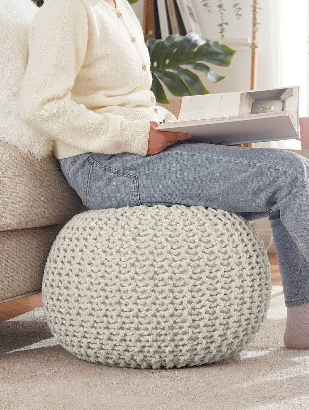 Cloud Knit Cotton Pouf