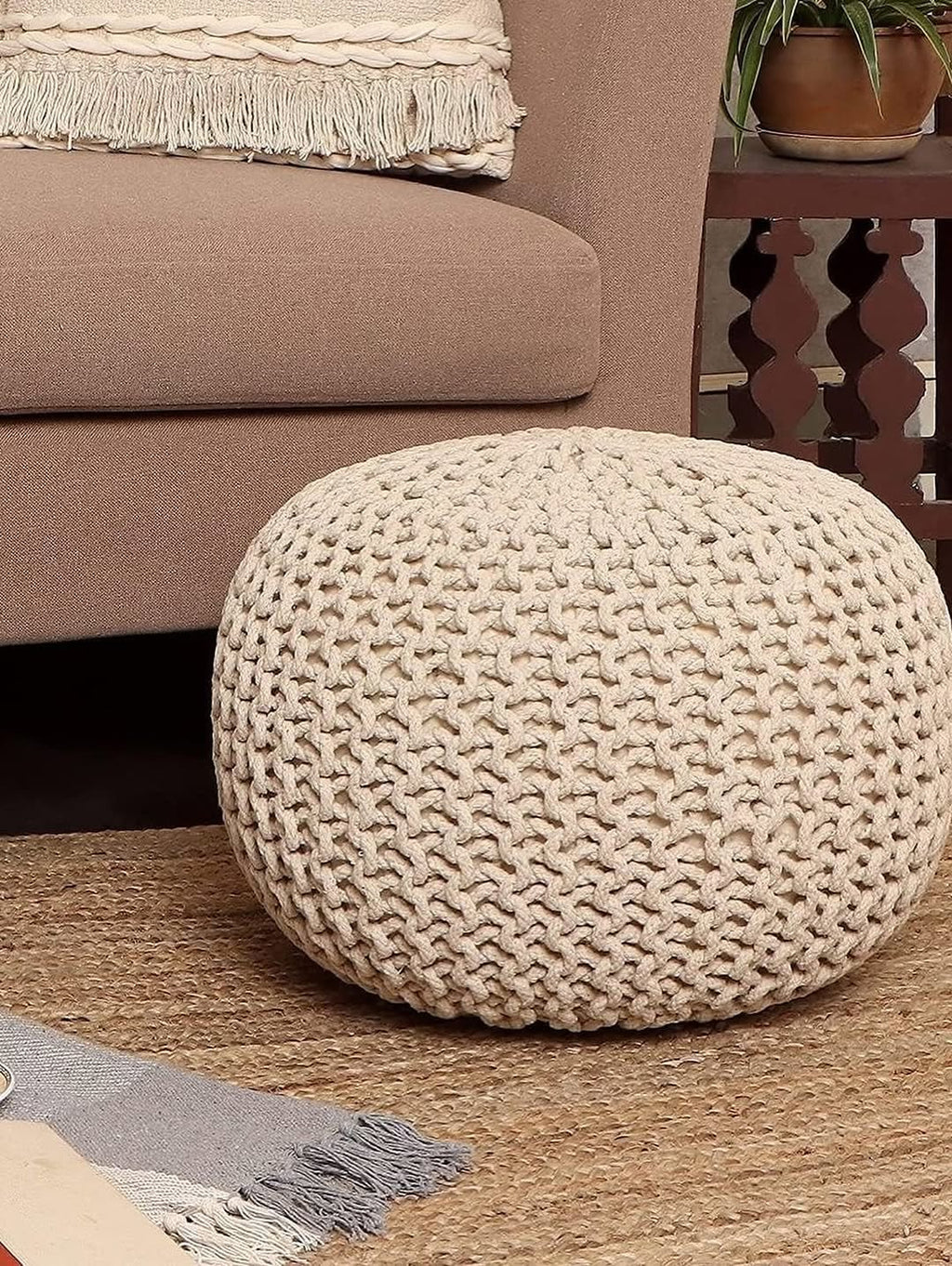 Cloud Knit Cotton Pouf