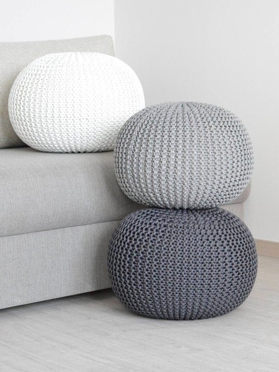 Cloud Knit Cotton Pouf