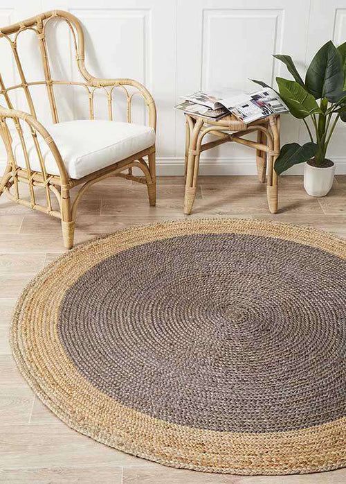 Slate Border Jute Rug