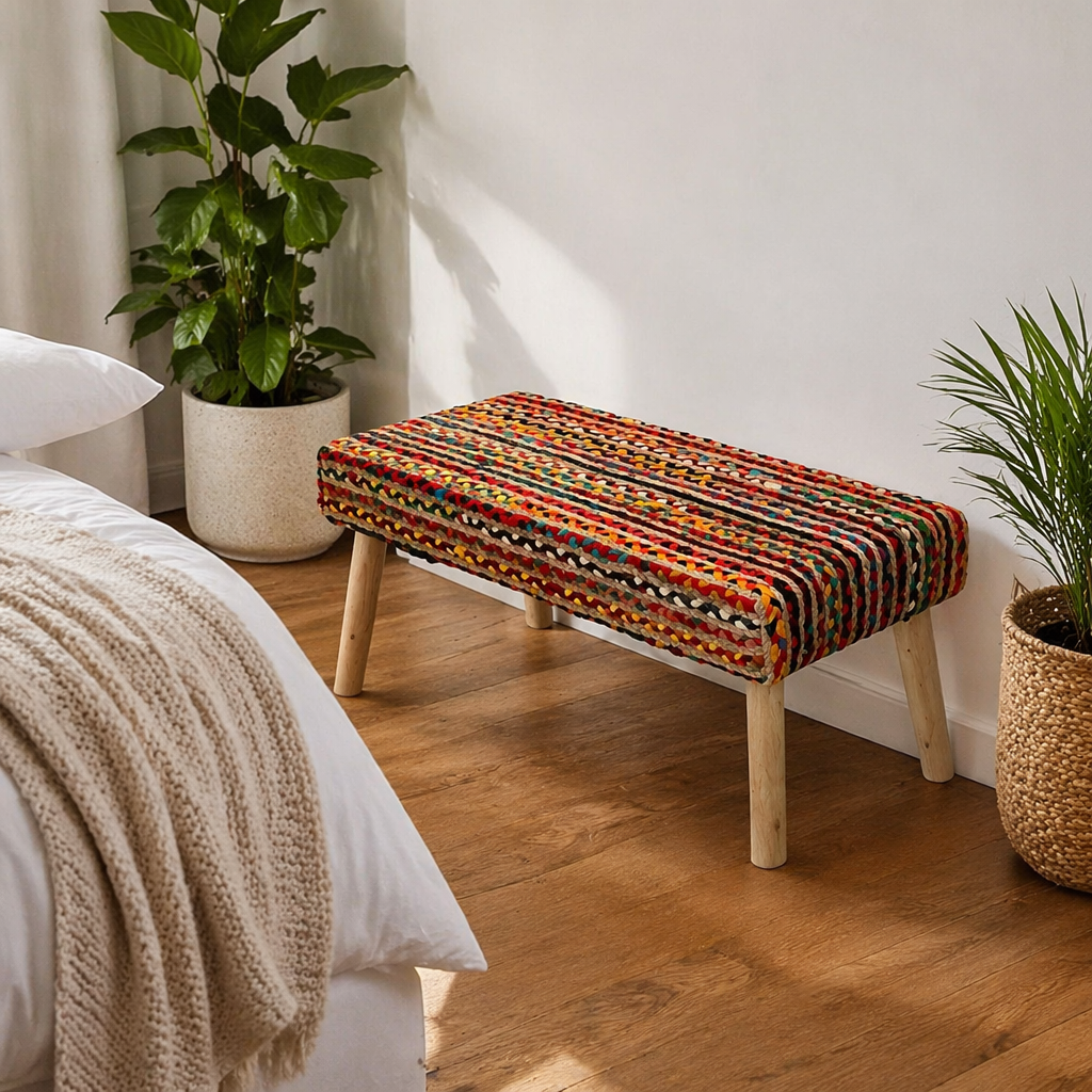 Chindi Knitted Bench