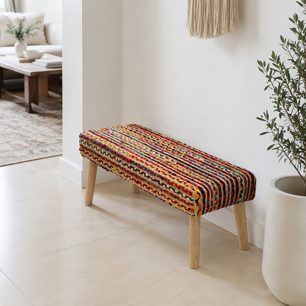 Chindi Knitted Bench